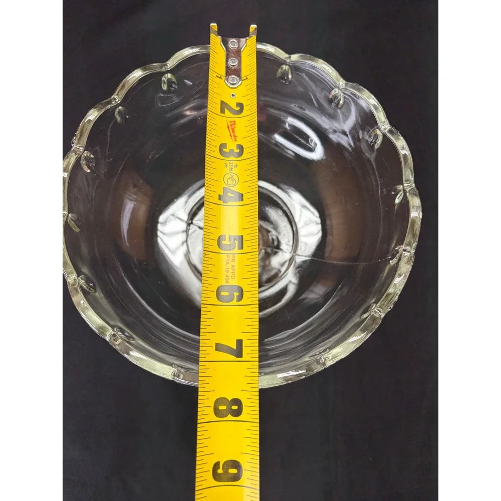 Vintage Indiana Clear Glass Teardrop Scalloped Pedestal Compote Dish 7.5